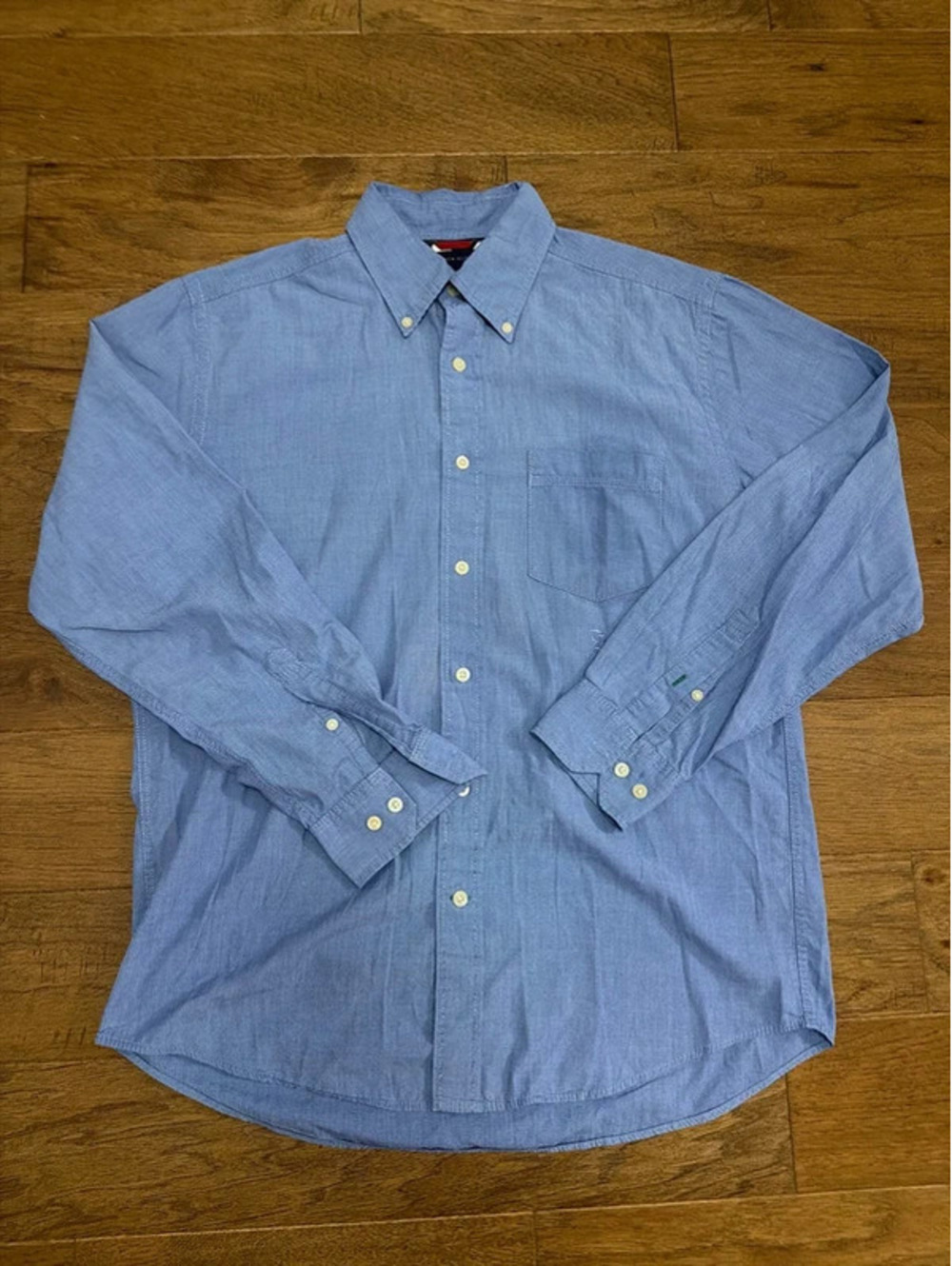 Tommy Hilfiger Men’s Blue Long Sleeve Button Down Shirt Classic Preppy